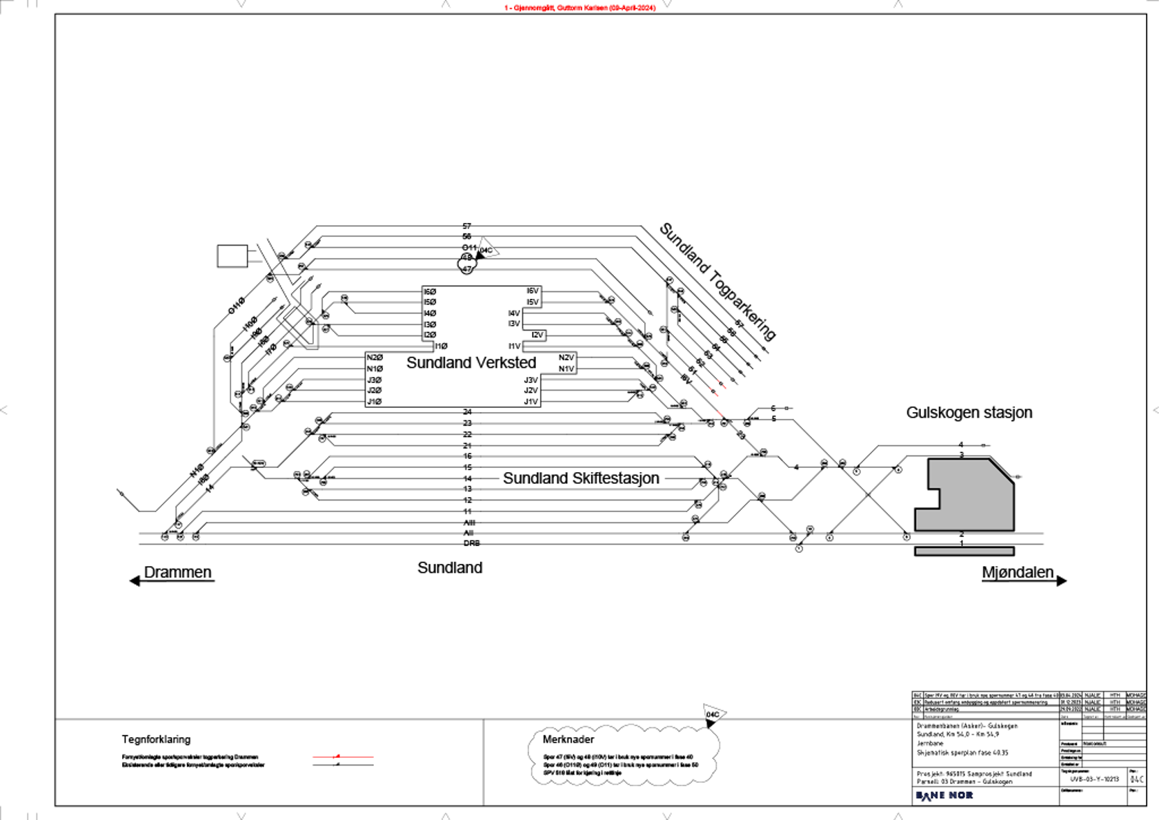 Track plan for Sundland Maintenance Facility, valid from September 2024.