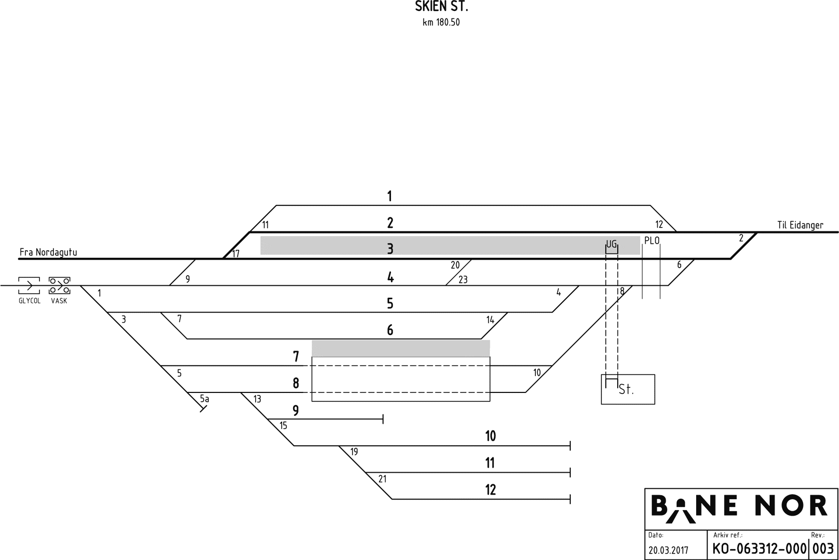 Track plan Skien Stabling Facility