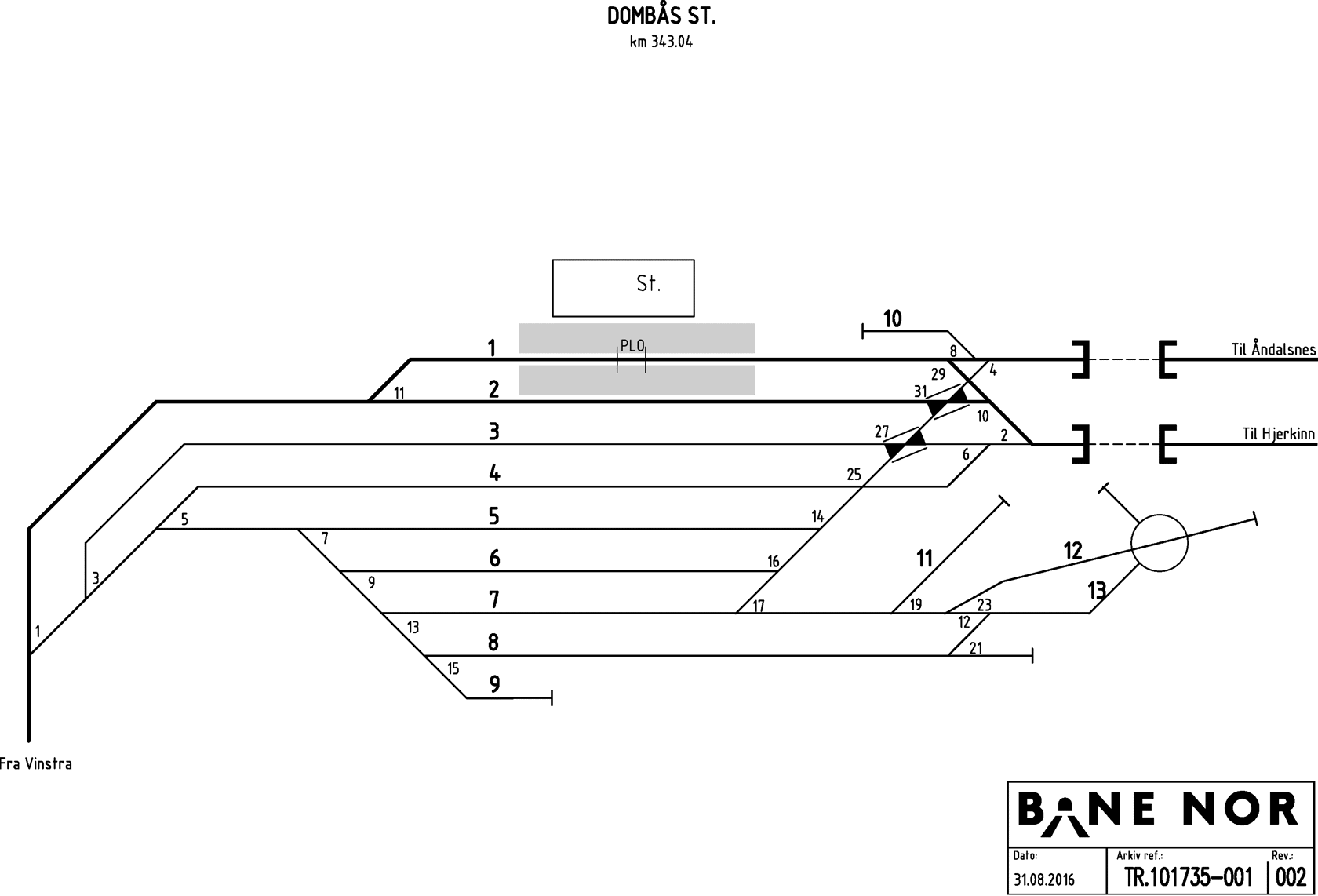 Track plan Dombås Stabling Facility