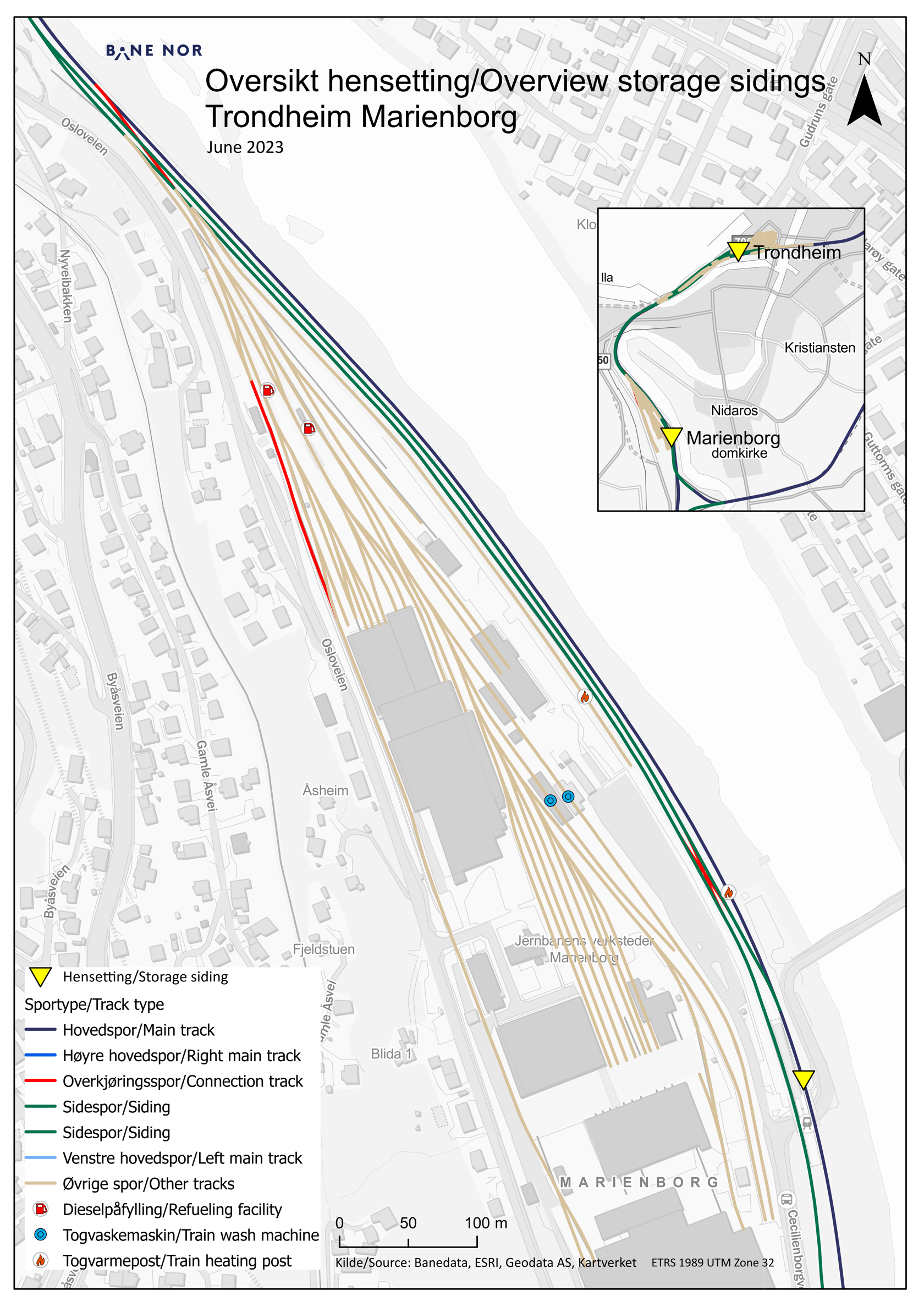 Overview of the stabling facility. Map. 