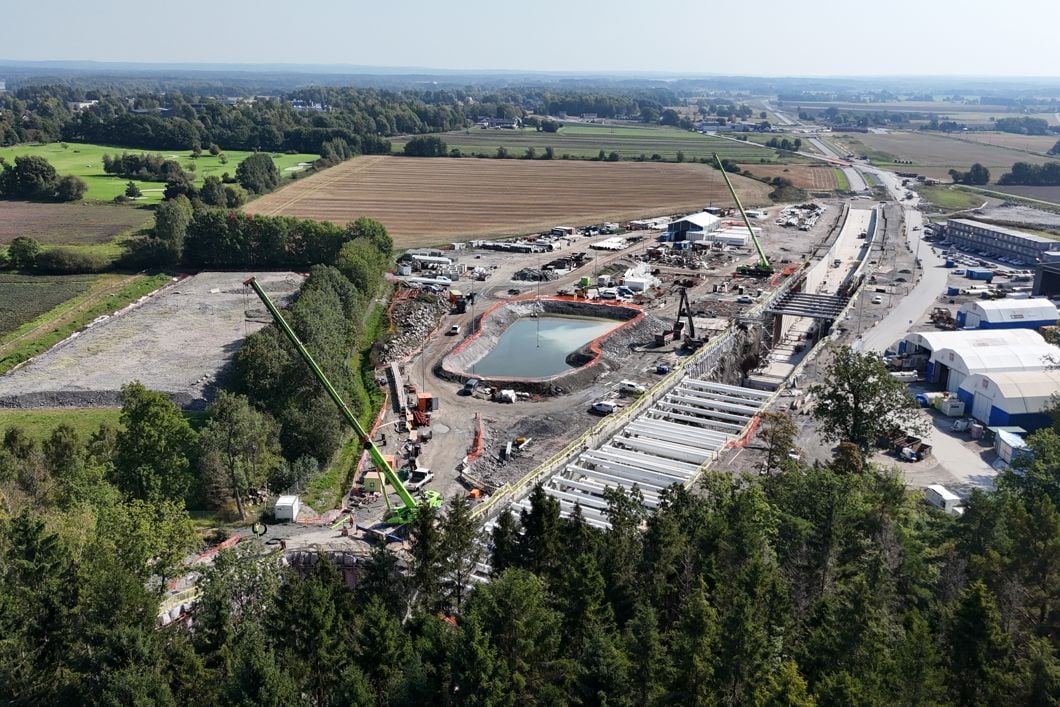 Dronefoto som viser riggområdet på Carlberg fra luften.