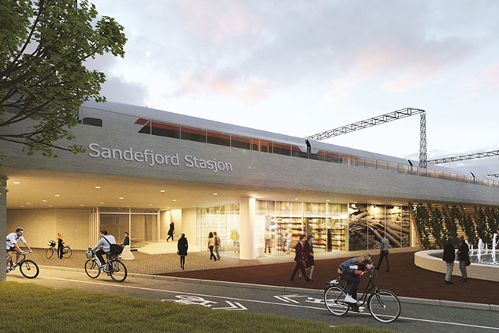 Illustrasjon av hvordan ny Sandefjord stasjon kan se ut.
