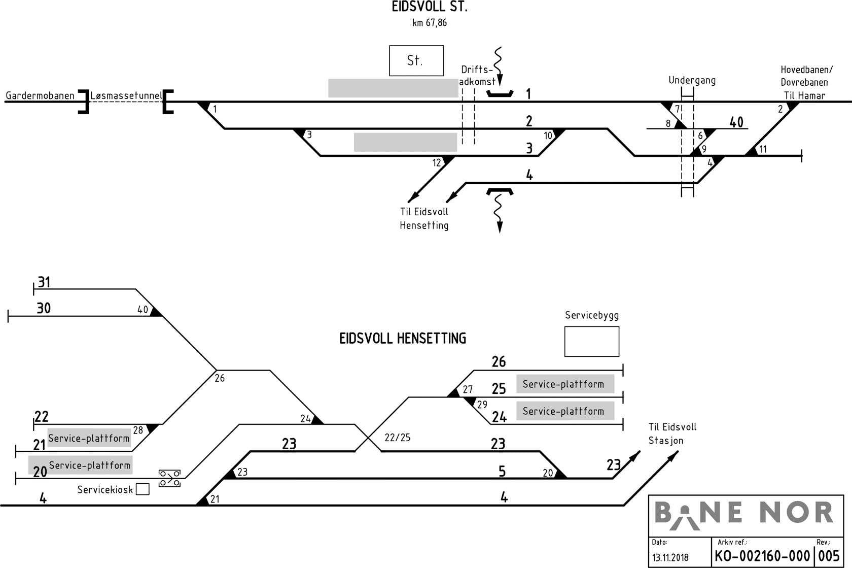 Track plan Eidsvoll Stabling Facility