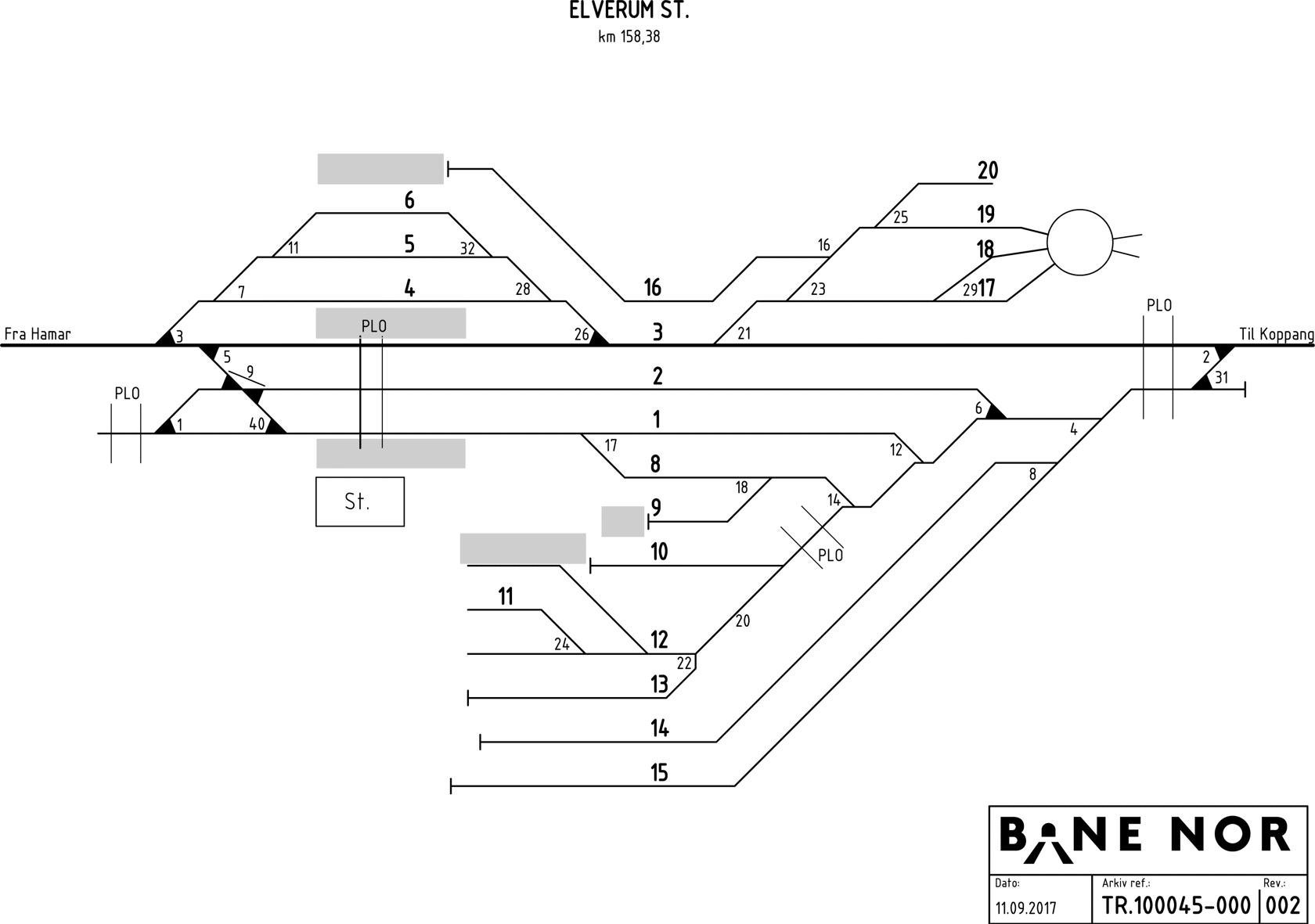 Track plan Elverum Stabling Facility