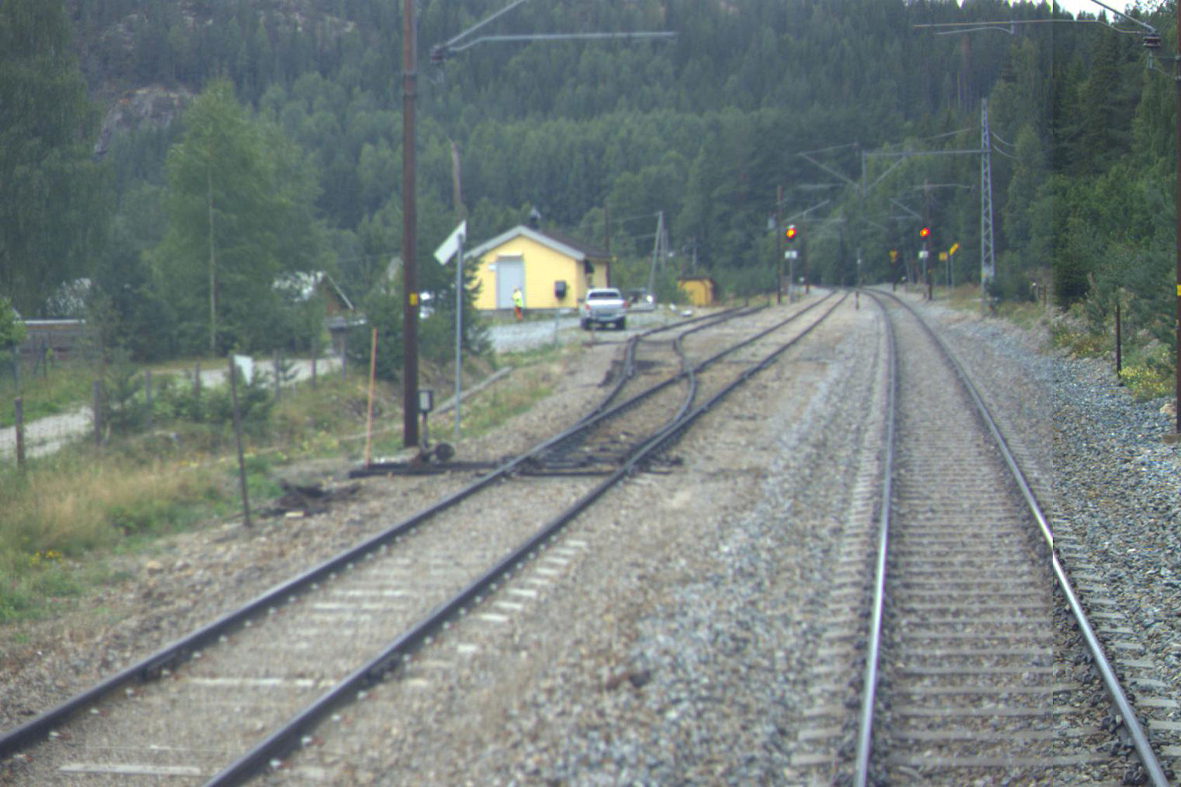 Tracks and station building at Bergheim station