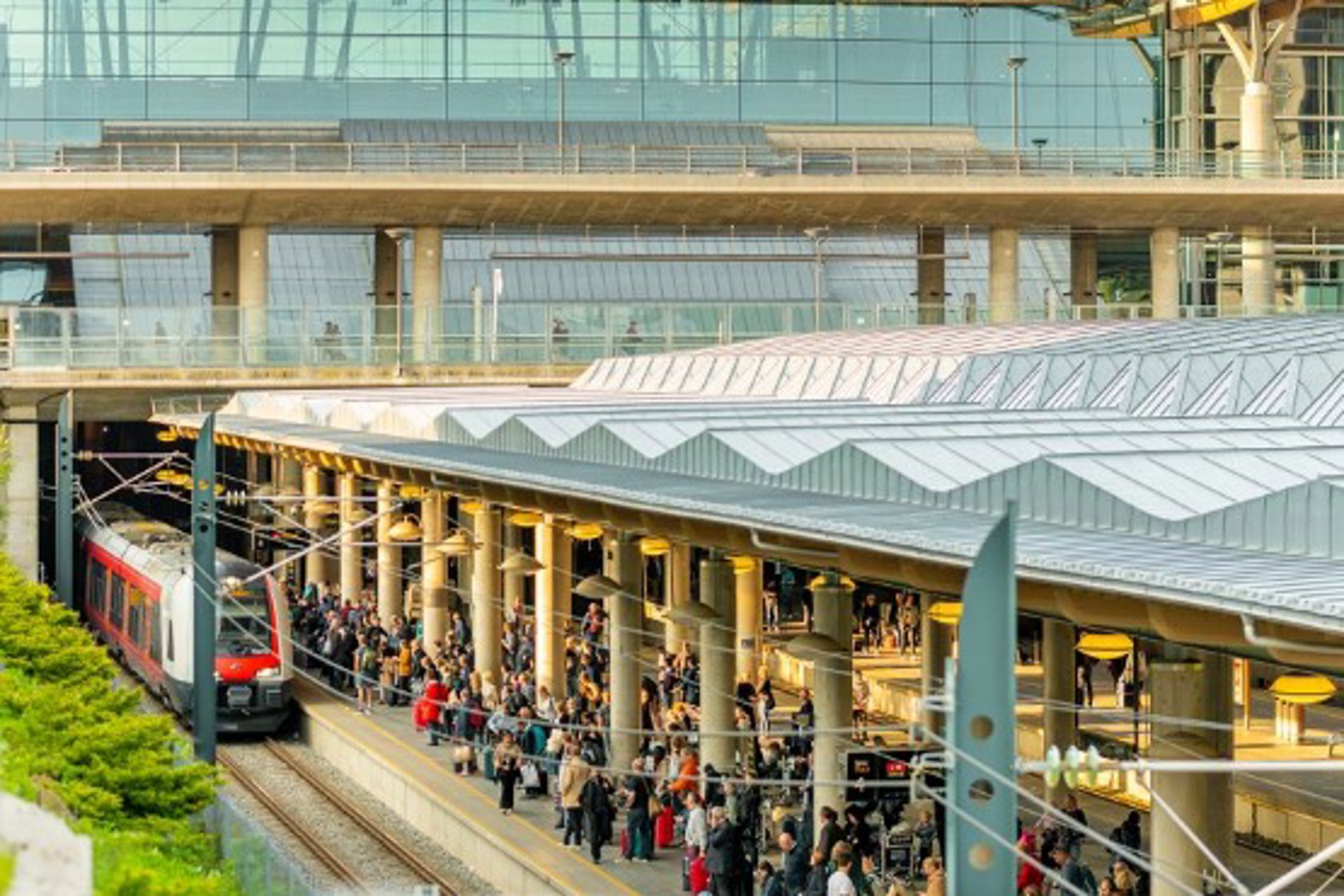 Exterior view of the trainstation at oslo Airport