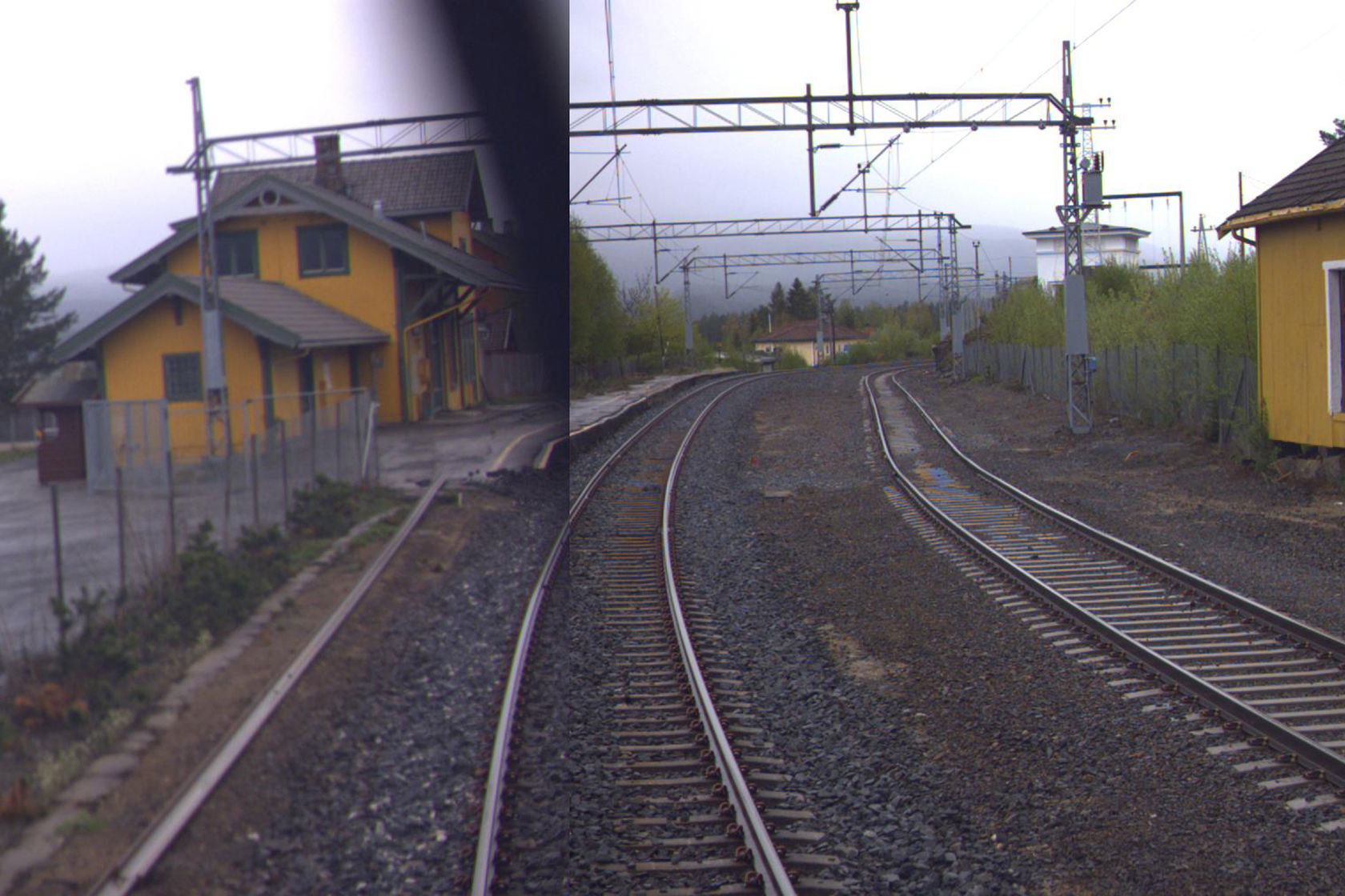 Tracks and buildings at Skollenborg station