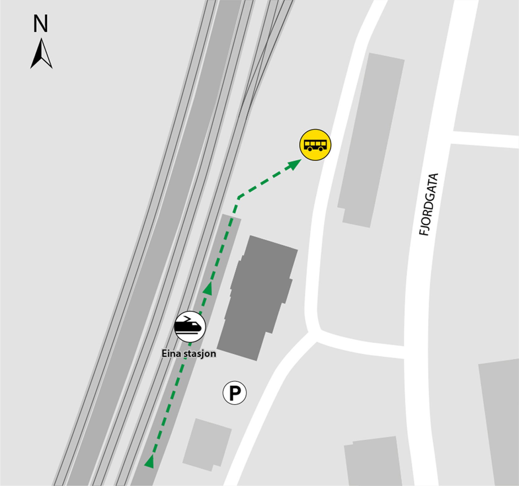 Bussene kjører fra bussholdeplassen Eina stasjon.