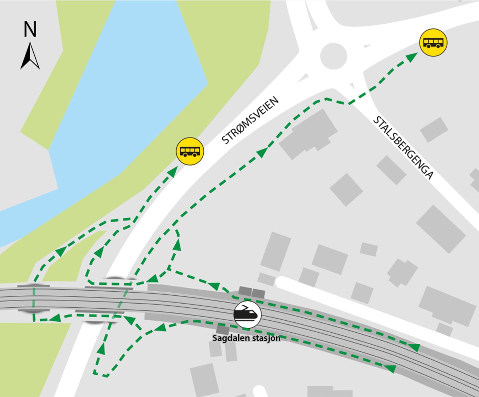 Bussene kjører fra bussholdeplassene Sagdalen som ligger i Strømsveien.