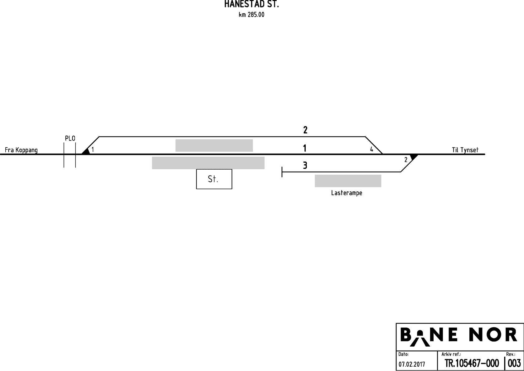 Track plan Hanestad station