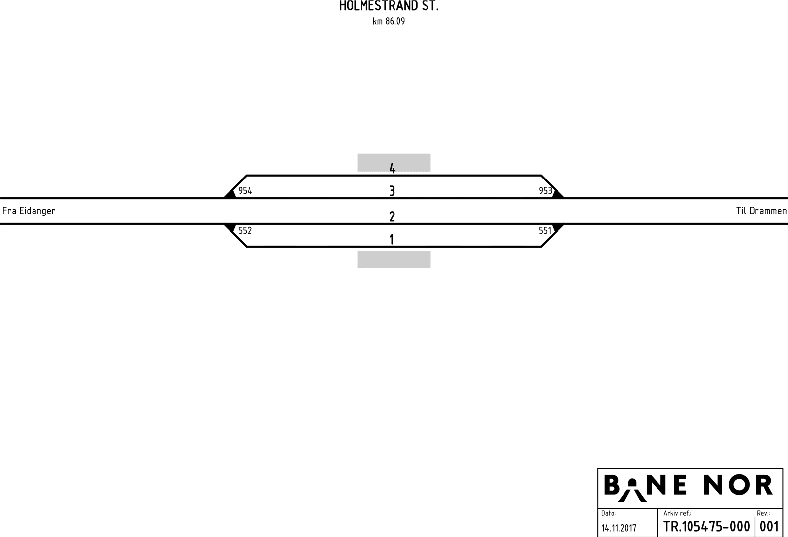 Track plan Holmestrand station