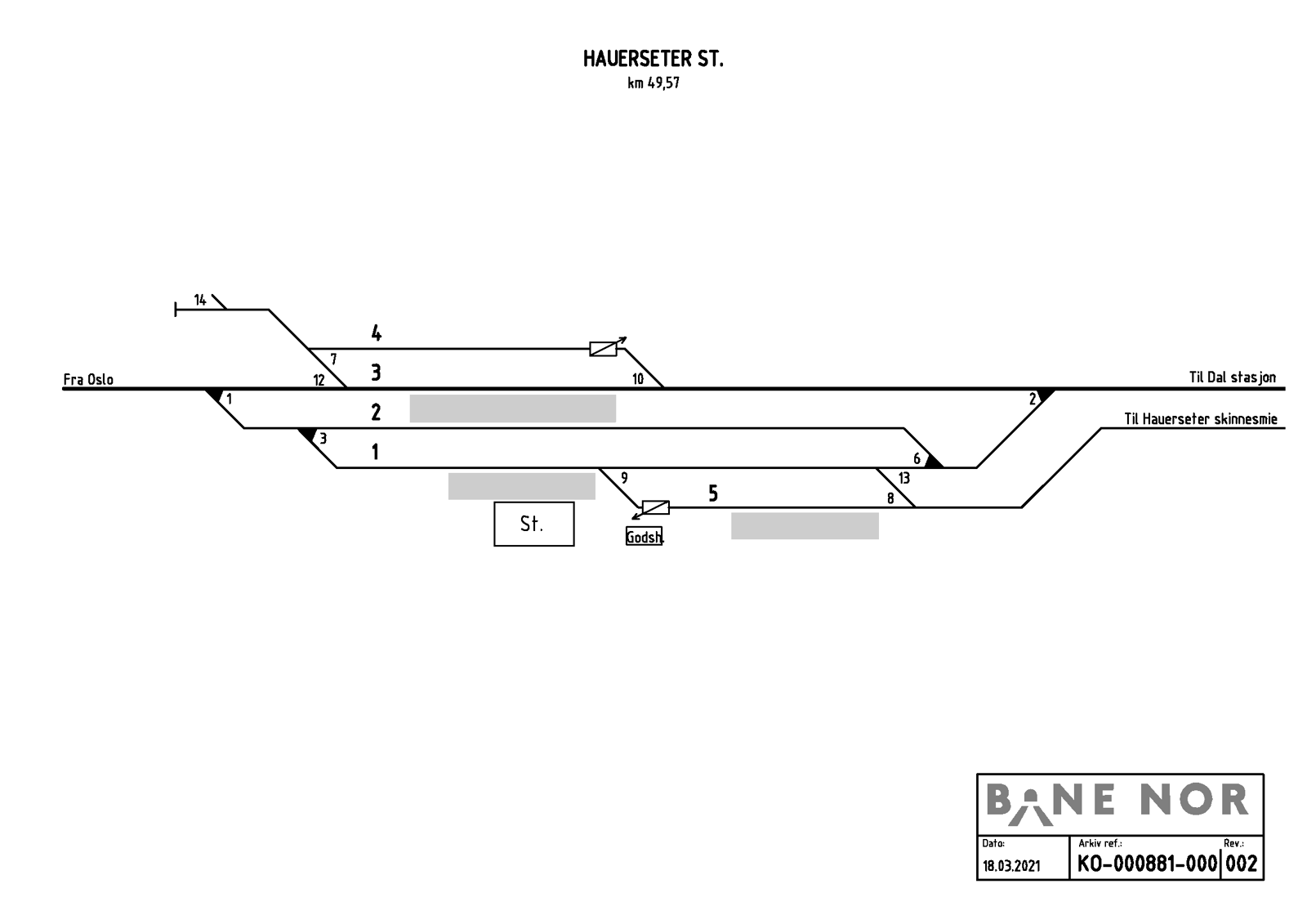 Track plan for Hauerseter Station