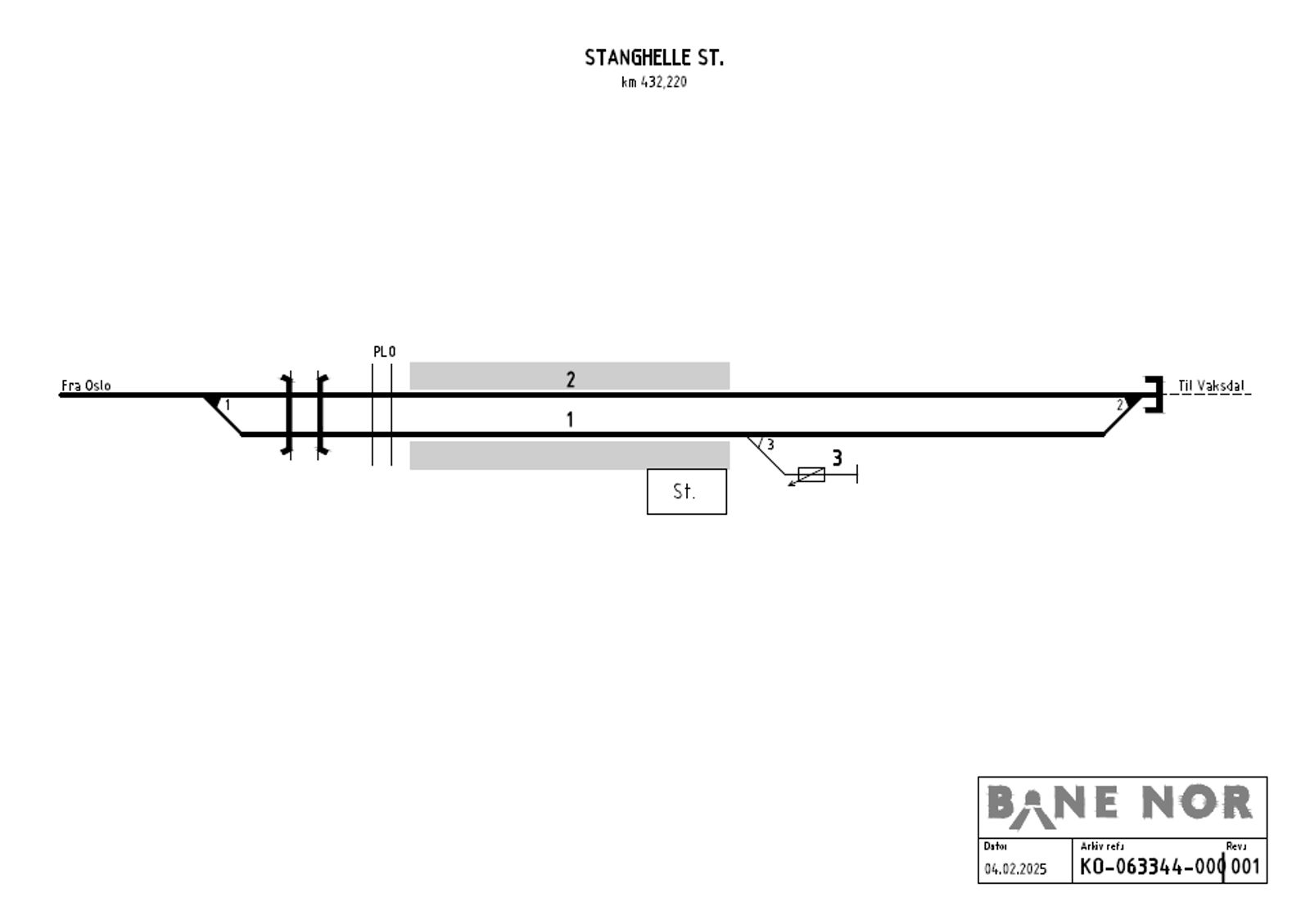 Track plan Stanghelle station