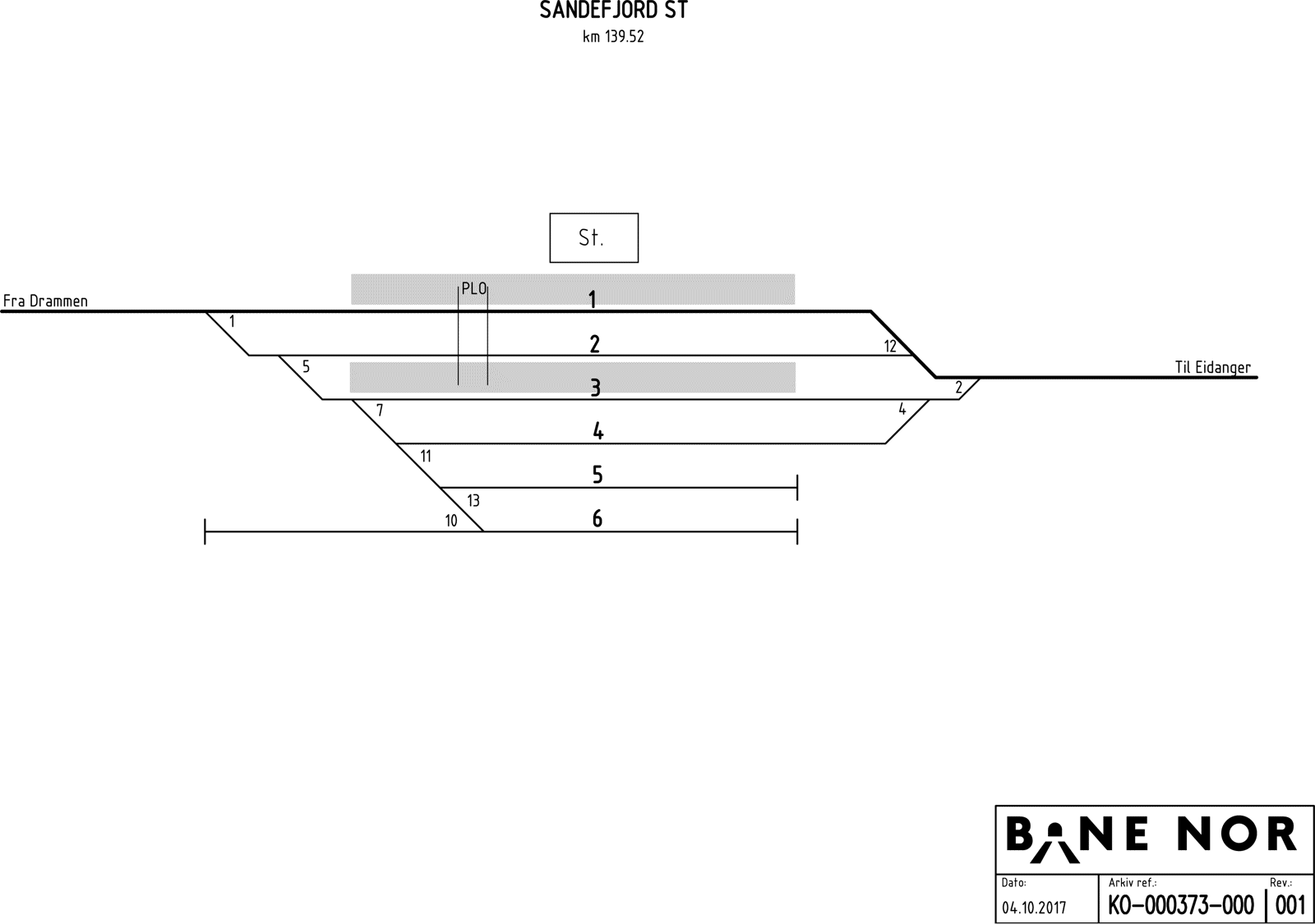 Track plan Sandefjord station